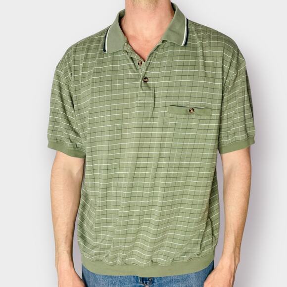 90s Harbor Bay‎ Green Checkered Collared Top - Picture 2 of 5